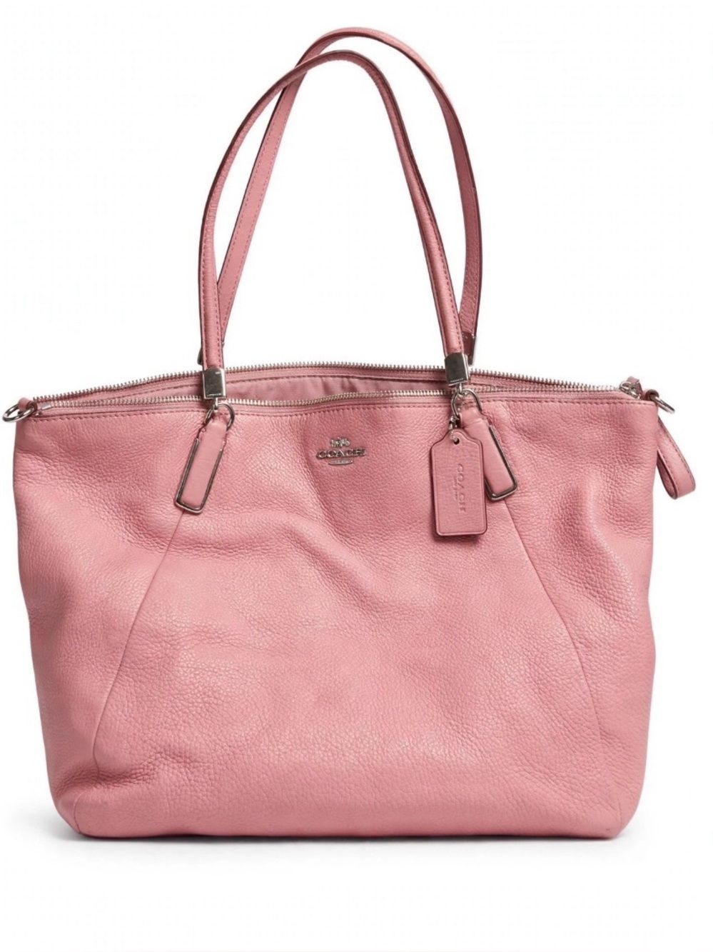 Coach Rose Pink Pebbled Leather Zip-Top Tote